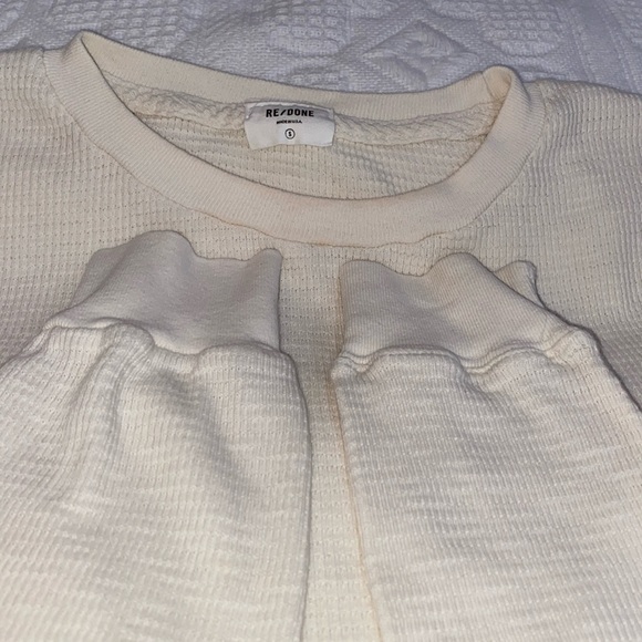 Re/Done Originals LS Thermal Tee Shirt in Vintage White Round neck NWOT Small - Picture 9 of 10